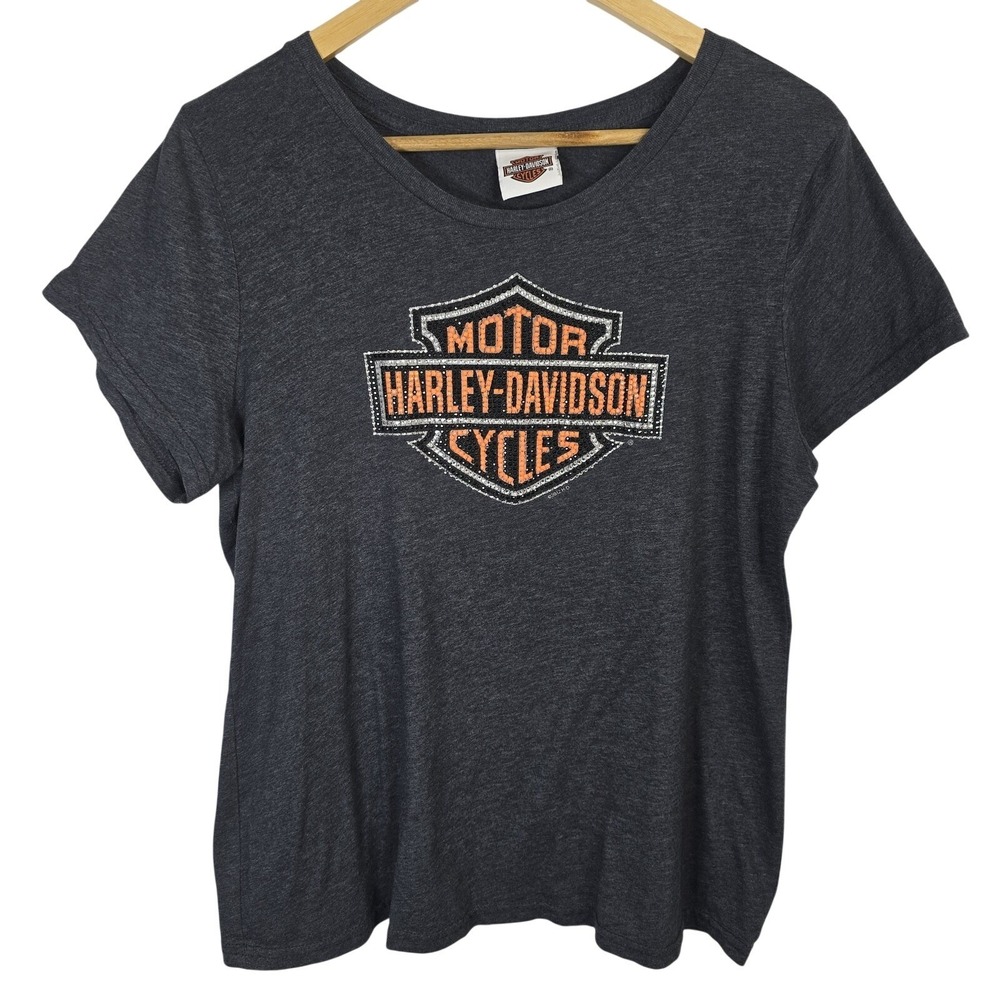 Harley‎ Davidson Womens Bling Logo T Shirt Charcoal Gray 3XL 2012 NY
